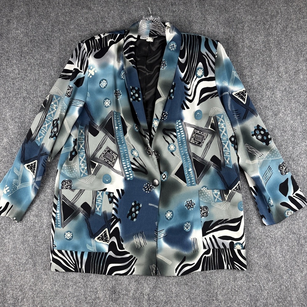 Vintage 90s Kensington Square Abstract Blazer Jacket XL Power Pads Made in USA